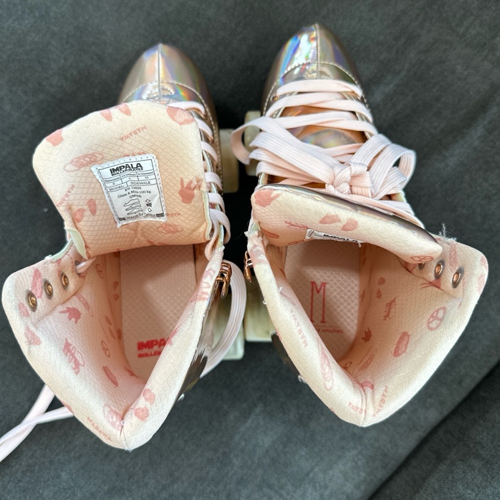 IMPALA Holographic Roller Skates, Marawa Pink Rose Gold Retro Disco Y2K - Size 8 - Picture 13 of 15